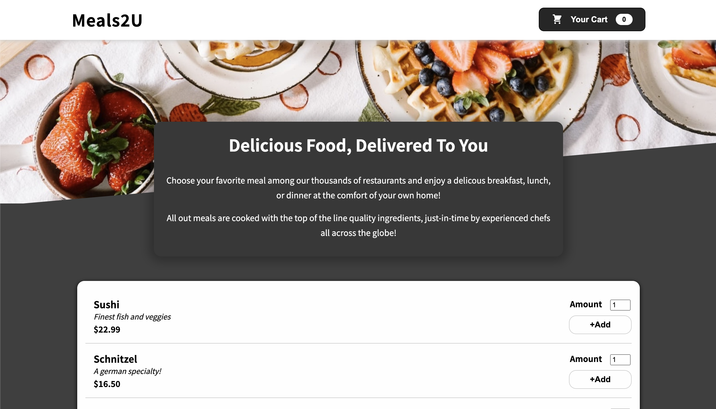 Image of Meals2U food app hero page